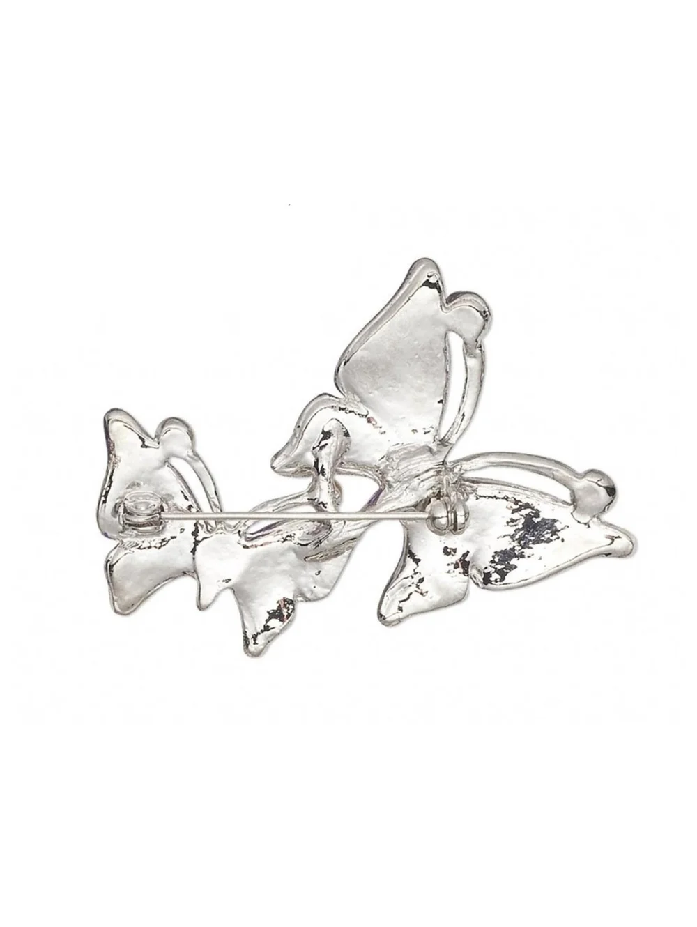 Vintage 90s Muted Lavender Glittery Butterflies Czech Crystal Brooch Pin